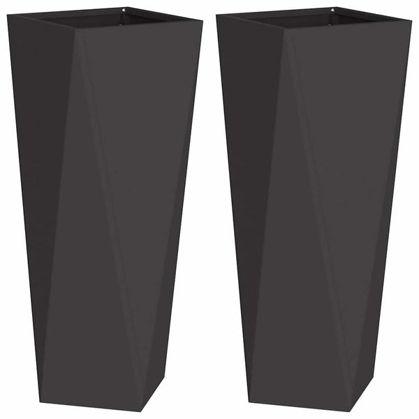 Kukkalaatikko 2 kpl Musta 30 x 30 x 75 cm Teräs