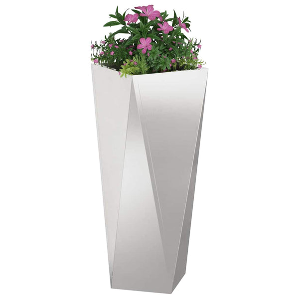 Kukkalaatikko 2 kpl Hopea 30 x 30 x 75 cm Ruostumaton teräs