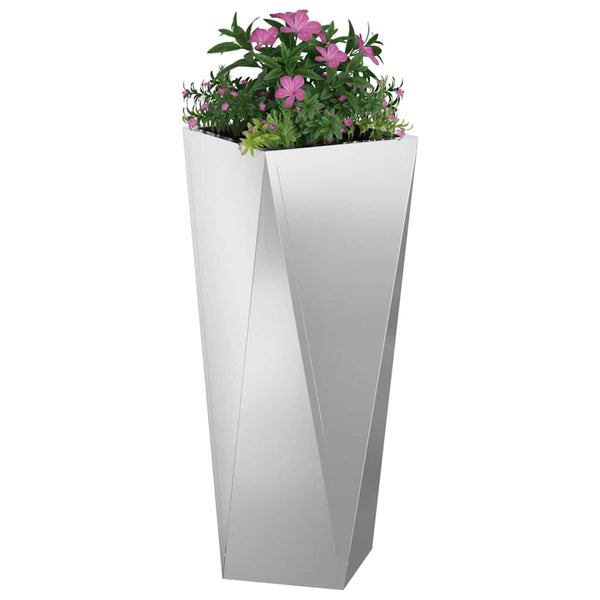 Kukkalaatikko 2 kpl Hopea 30 x 30 x 75 cm Galvanoitu teräs