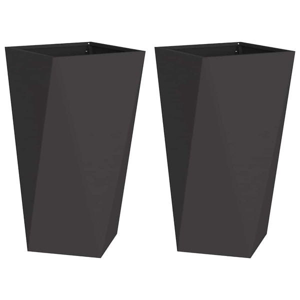 Kukkalaatikko 2 kpl Musta 40 x 40 x 75 cm Teräs