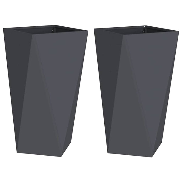 Kukkalaatikko 2 kpl Antrasiitti 40 x 40 x 75 cm Teräs