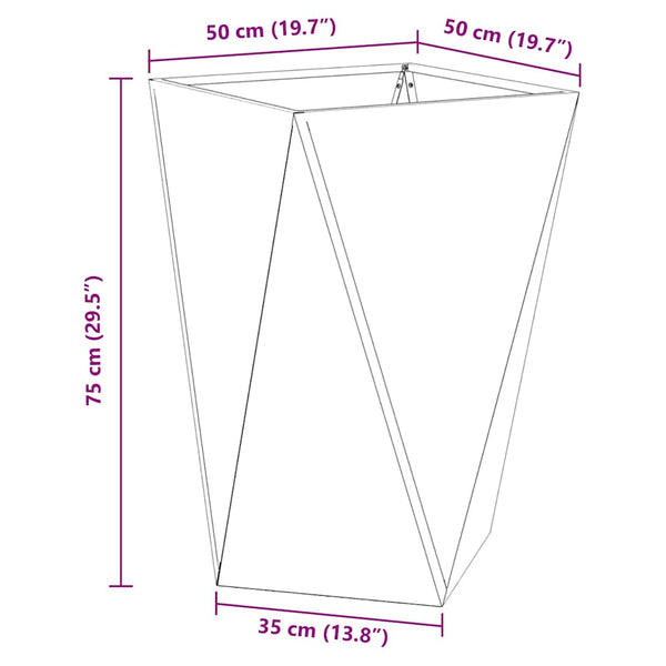 Kukkalaatikko Antrasiitti 50 x 50 x 75 cm Teräs
