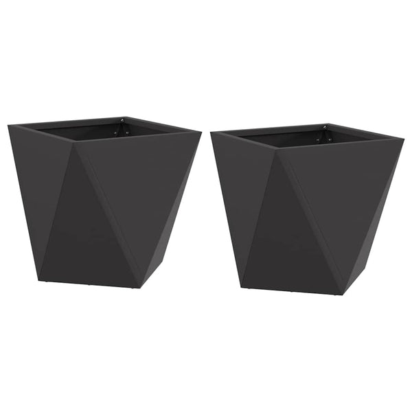 Kukkalaatikko 2 kpl Musta 30 x 30 x 30 cm Teräs