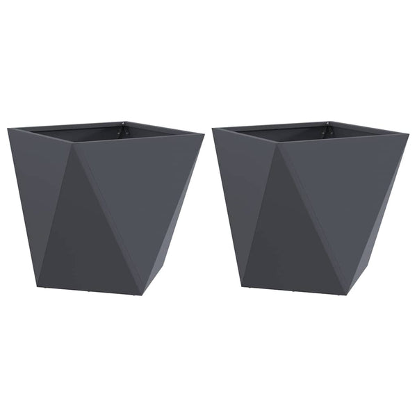 Kukkalaatikko 2 kpl Antrasiitti 50 x 50 x 50 cm Teräs