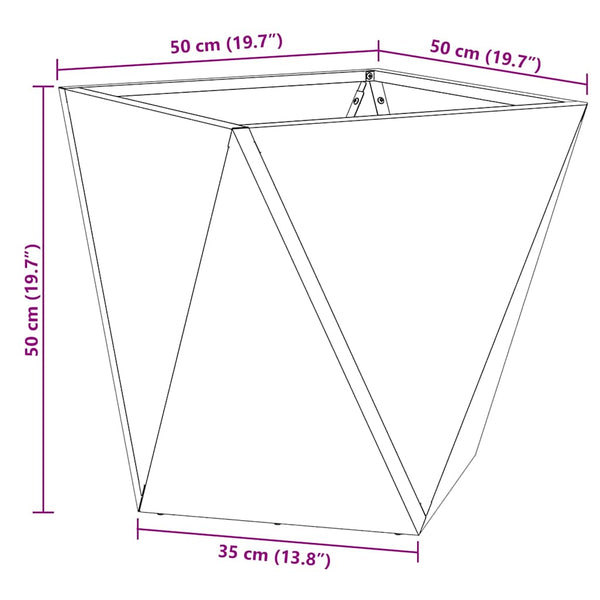 Kukkalaatikko 2 kpl Antrasiitti 50 x 50 x 50 cm Teräs