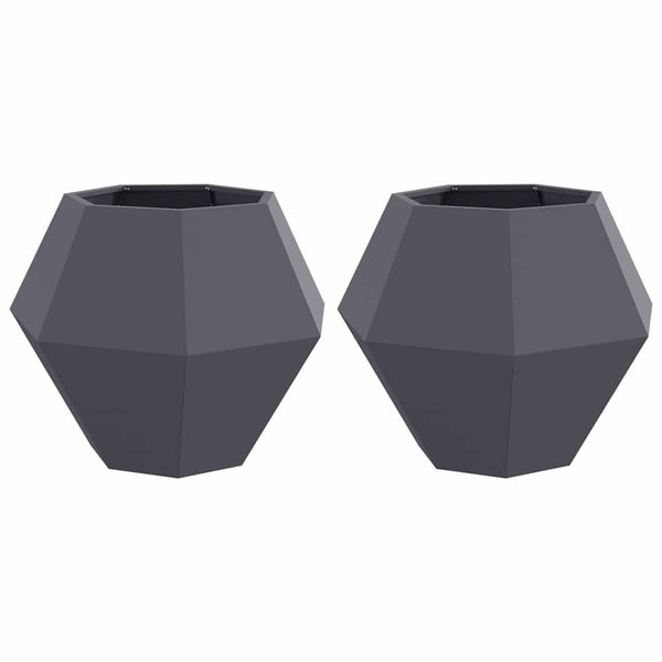 Kukkalaatikko 2 kpl Antrasiitti 75 x 75 x 60 cm Teräs
