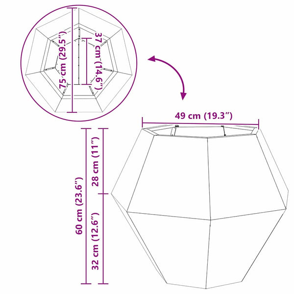 Kukkalaatikko 2 kpl Hopea 75 x 75 x 60 cm Ruostumaton teräs