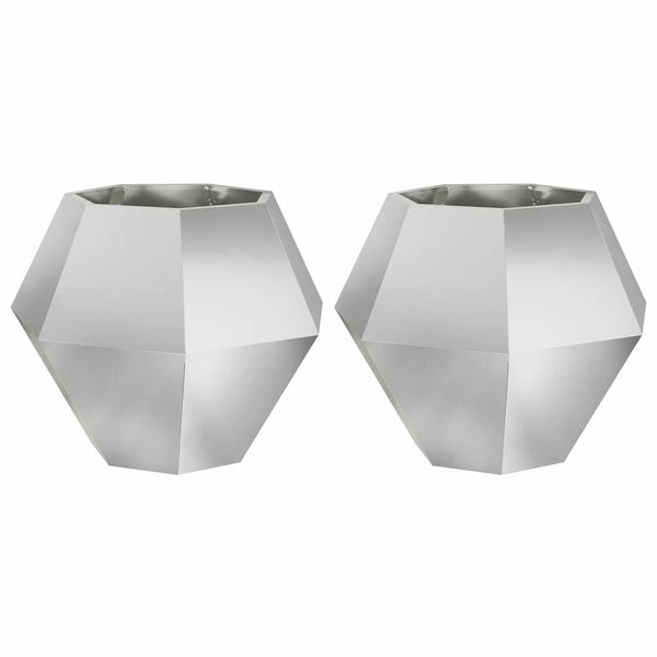 Kukkalaatikko 2 kpl Hopea 75 x 75 x 60 cm Galvanoitu teräs