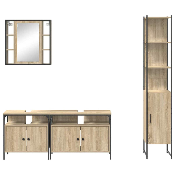 Kylpyhuonekalustesetti 4 kpl Sonoman tammi 33 x 33 x 185,5 cm