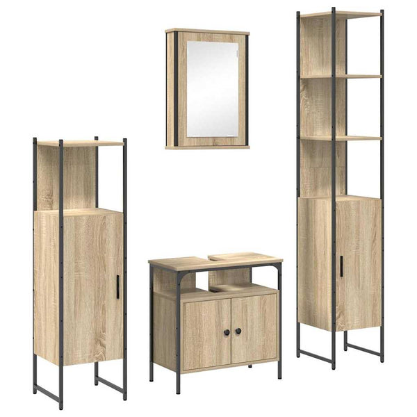 Kylpyhuonekalustesetti 4 kpl Sonoman tammi 33 x 33 x 185,5 cm