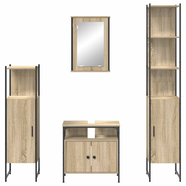 Kylpyhuonekalustesetti 4 kpl Sonoman tammi 33 x 33 x 185,5 cm
