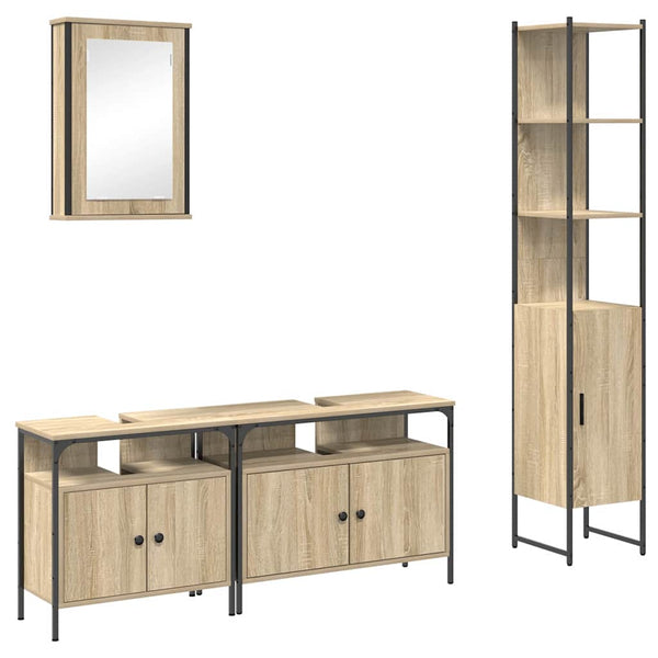 Kylpyhuonekalustesetti 4 kpl Sonoman tammi 33 x 33 x 185,5 cm