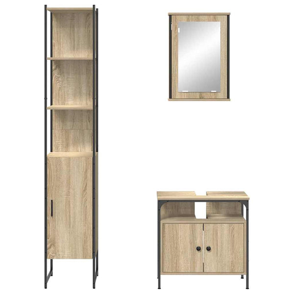 Kylpyhuonekalustesetti 3 kpl Sonoman tammi 33 x 33 x 185,5 cm