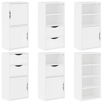 Sivukaapit 6 kpl ODDA, valkoinen, 40x24x79 cm massiivipuu mänty