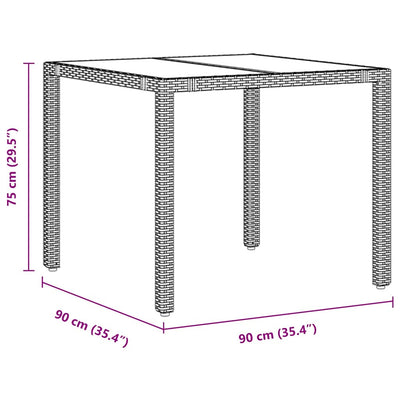Harmaa piharuokailu setti Gerri 90x90x75cm (5 pcs polyrottinki)