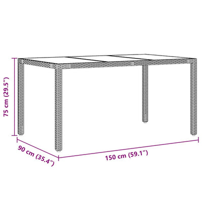 Musta piharuokailu setti Arjuca 150x90x75cm (7 pcs polyrottinki)