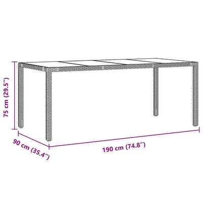 Musta piharuokailu setti Suntenica 190x90x75cm (7 pcs polyrottinki)