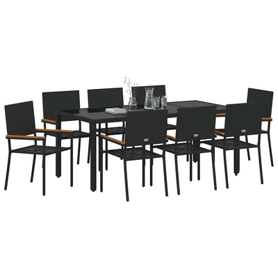 Musta piharuokailu setti Crangasu 190x90x75cm (9 pcs polyrottinki)