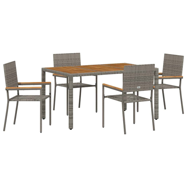 Piharuokailu setti 5 pcs Harmaa polyrottinki