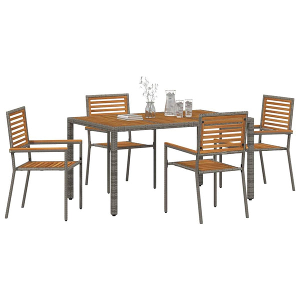 Piharuokailu setti 5 pcs Harmaa ja ruskea polyrottinki
