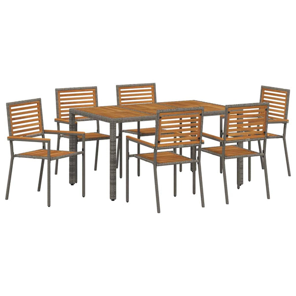 Piharuokailu setti 7 pcs Harmaa ja ruskea polyrottinki