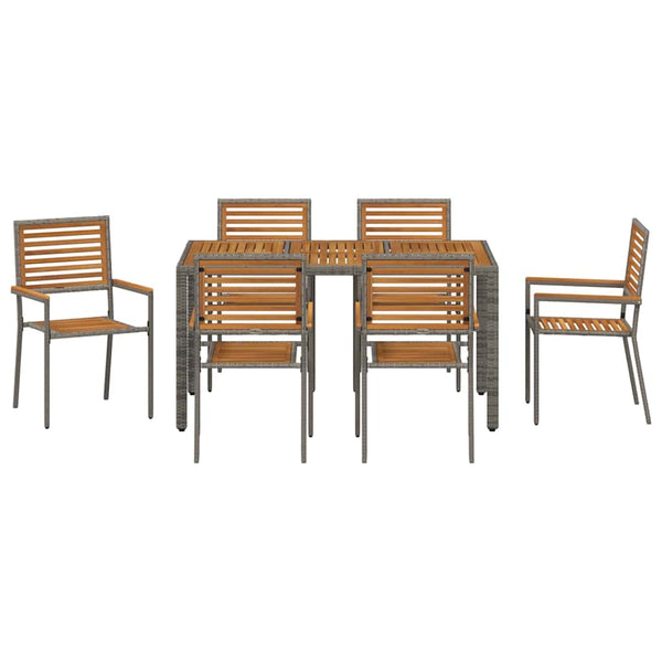 Piharuokailu setti 7 pcs Harmaa ja ruskea polyrottinki