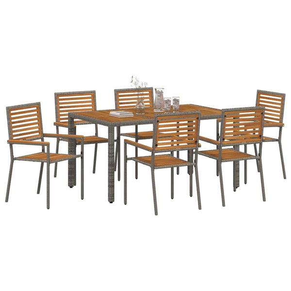 Piharuokailu setti 7 pcs Harmaa ja ruskea polyrottinki