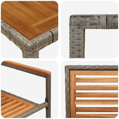 Harmaa piharuokailu setti Tolontan 190x90x75cm (7 pcs polyrottinki)