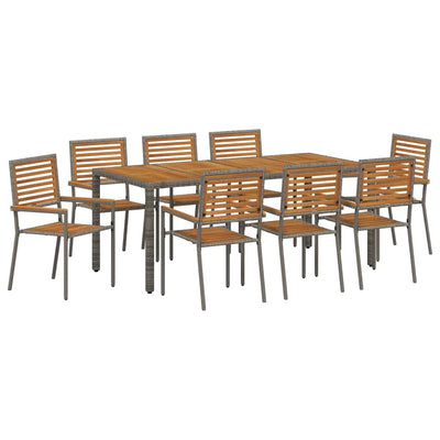 Harmaa ja ruskea piharuokailu setti Mihaiescu 190x90x75cm (9 pcs)