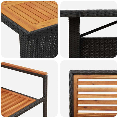 Musta piharuokailu setti Hatere 240x90x75cm (9 pcs polyrottinki)