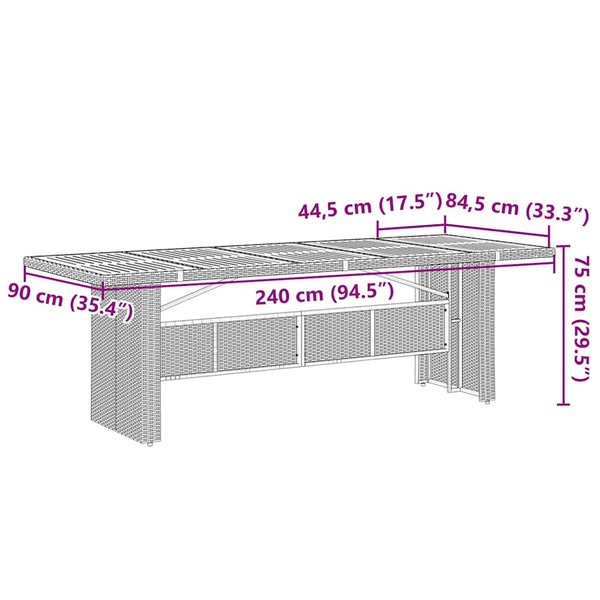 Piharuokailu setti 9 pcs Harmaa ja ruskea polyrottinki