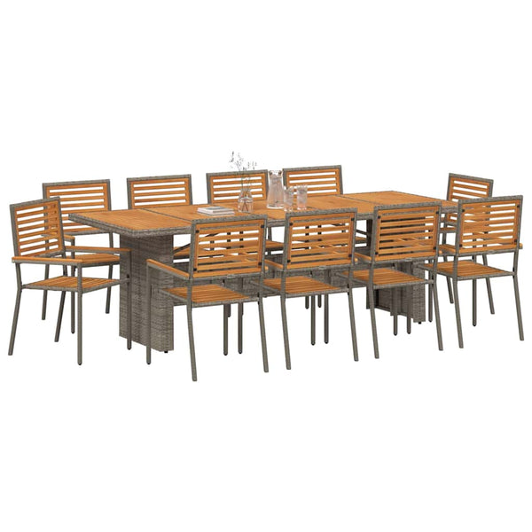 Piharuokailu setti 11 pcs Harmaa ja ruskea polyrottinki