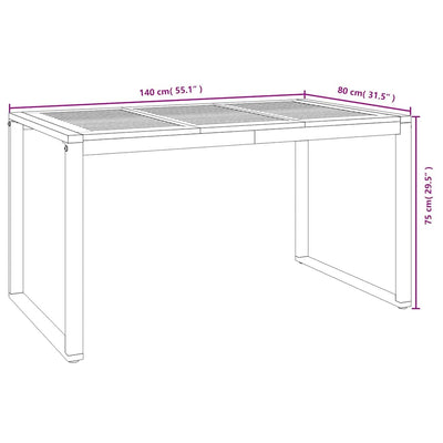Harmaa ja puu piharuokailu setti Dusca 140x80x75cm (5 pcs)