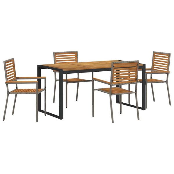 Piharuokailu setti 5 pcs Harmaa ja ruskea polyrottinki
