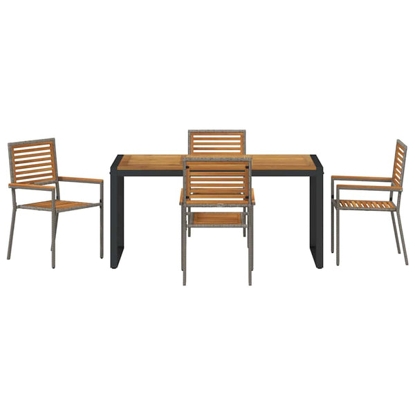 Piharuokailu setti 5 pcs Harmaa ja ruskea polyrottinki
