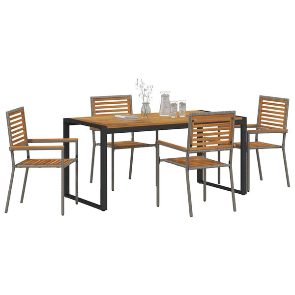 Piharuokailu setti 5 pcs Harmaa ja ruskea polyrottinki
