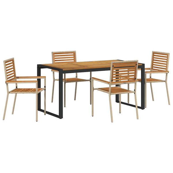 Piharuokailu setti 5 pcs Beige ja Ruskea polyrottinki