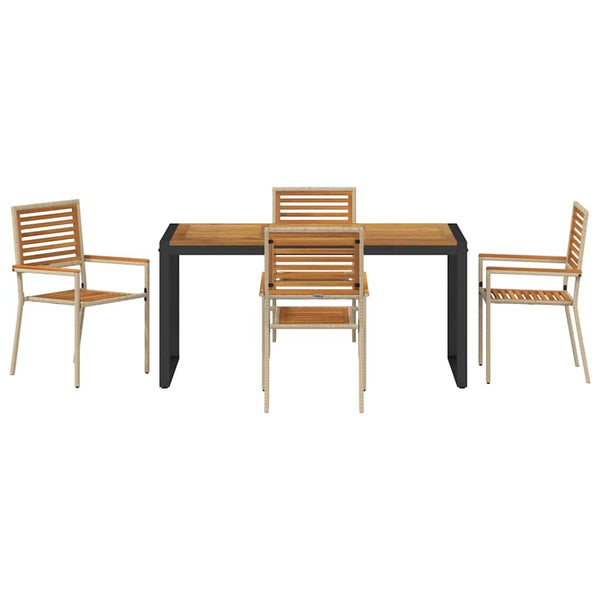 Piharuokailu setti 5 pcs Beige ja Ruskea polyrottinki