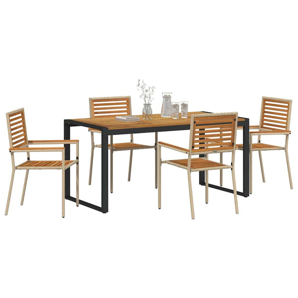 Piharuokailu setti 5 pcs Beige ja Ruskea polyrottinki