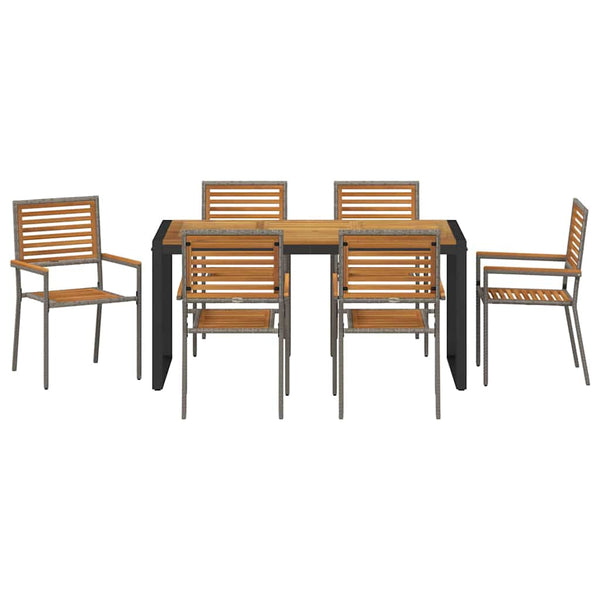 Piharuokailu setti 7 pcs Harmaa ja ruskea polyrottinki