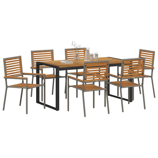 Piharuokailu setti 7 pcs Harmaa ja ruskea polyrottinki