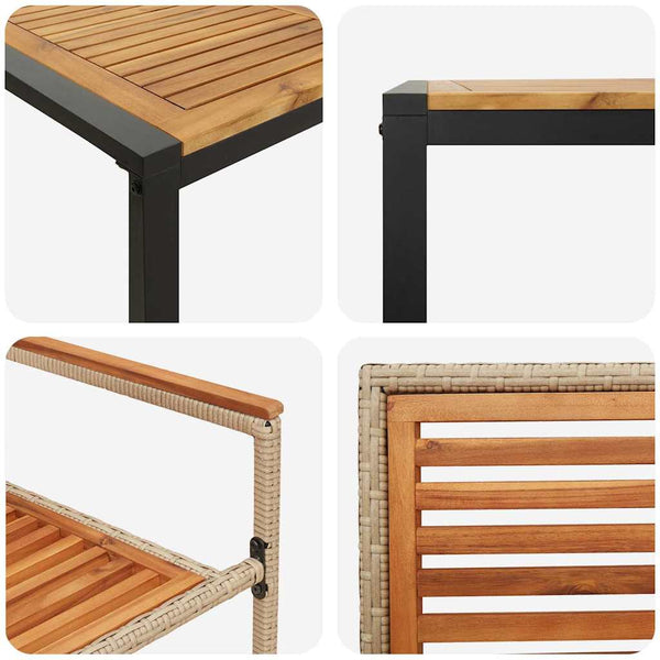 Piharuokailu setti 7 pcs Beige ja Ruskea polyrottinki