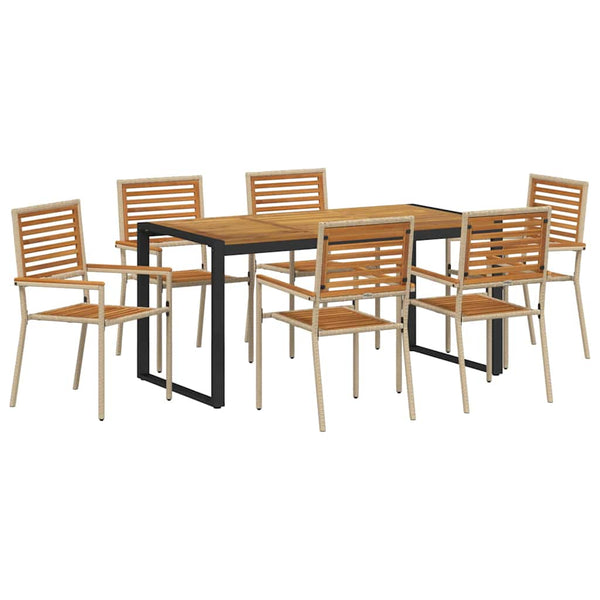 Piharuokailu setti 7 pcs Beige ja Ruskea polyrottinki
