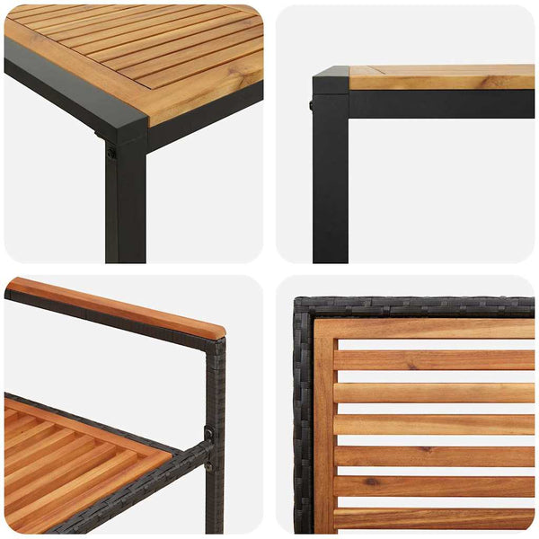 Piharuokailu setti 7 pcs Musta ja ruskea polyrottinki