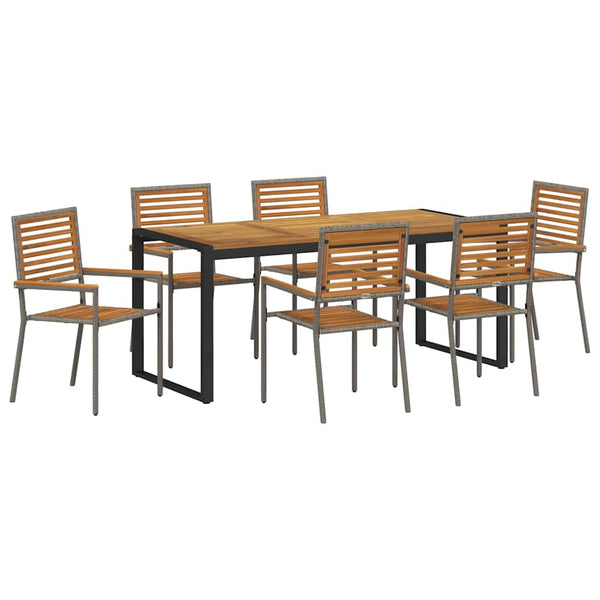 Piharuokailu setti 7 pcs Harmaa ja ruskea polyrottinki