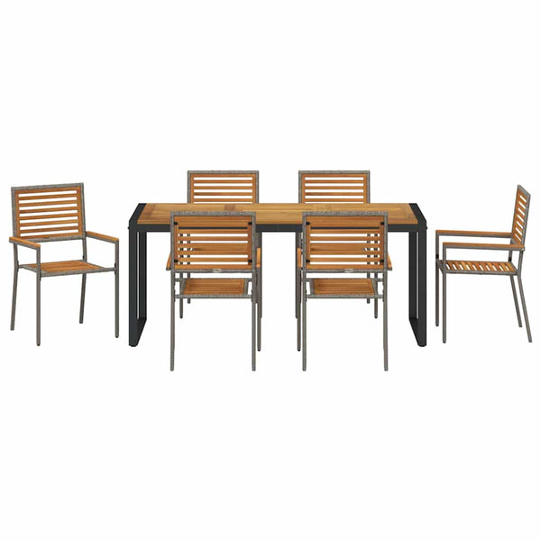 Piharuokailu setti 7 pcs Harmaa ja ruskea polyrottinki