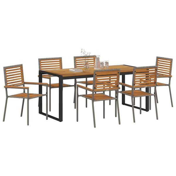 Piharuokailu setti 7 pcs Harmaa ja ruskea polyrottinki