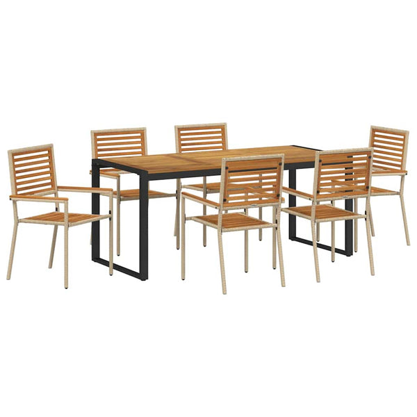 Piharuokailu setti 7 pcs Beige ja Ruskea polyrottinki