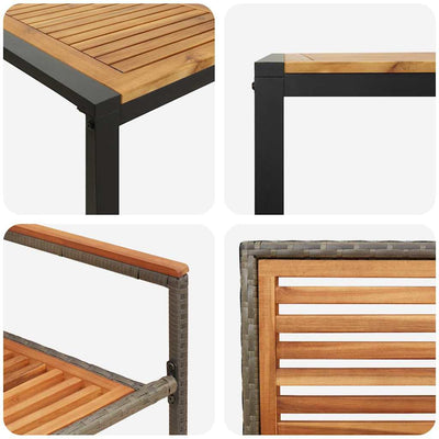 Harmaa piharuokailu setti Anghelachi 200x80x75cm (7 pcs polyrottinki)