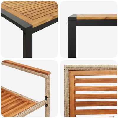 Beige ja ruskea piharuokailu setti Stefani 200x80x75cm (7 pcs)